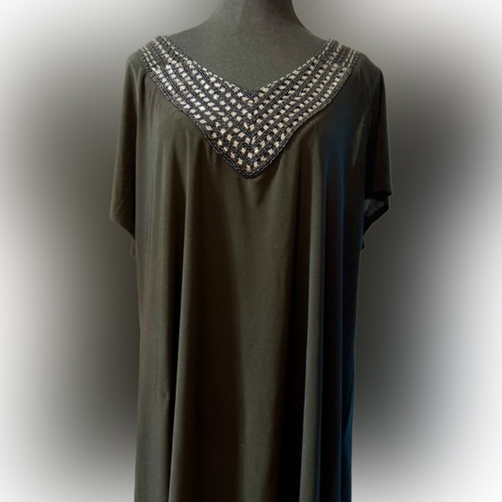 Michel Antoni Black Cold Shoulder with Gorgeous Beaded Detail 1X